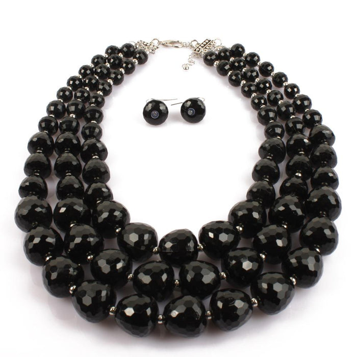 Women's jewelry color Beaded exaggerated Necklace Set