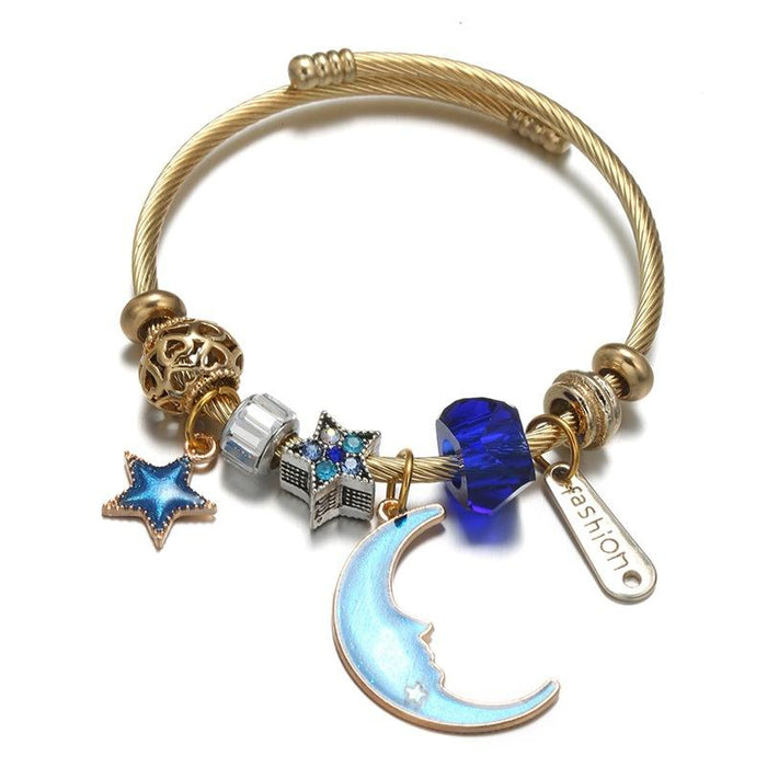 Planet Moon Pendant Open Adjustable Bracelet
