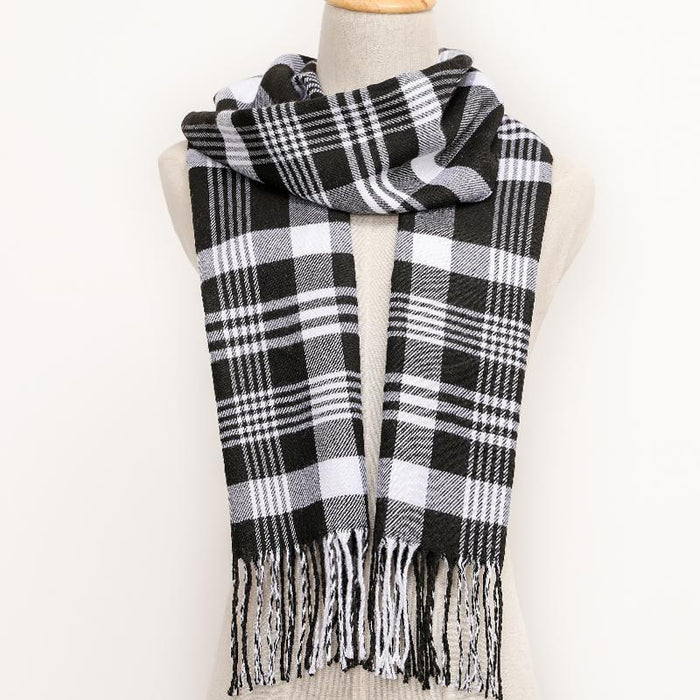 Winter Tassel Lattice Warm Scarves