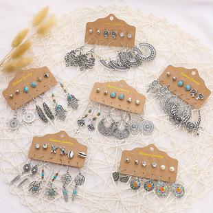 Pop Leaf Wings Geometric Fringe Set of 6 Earrings