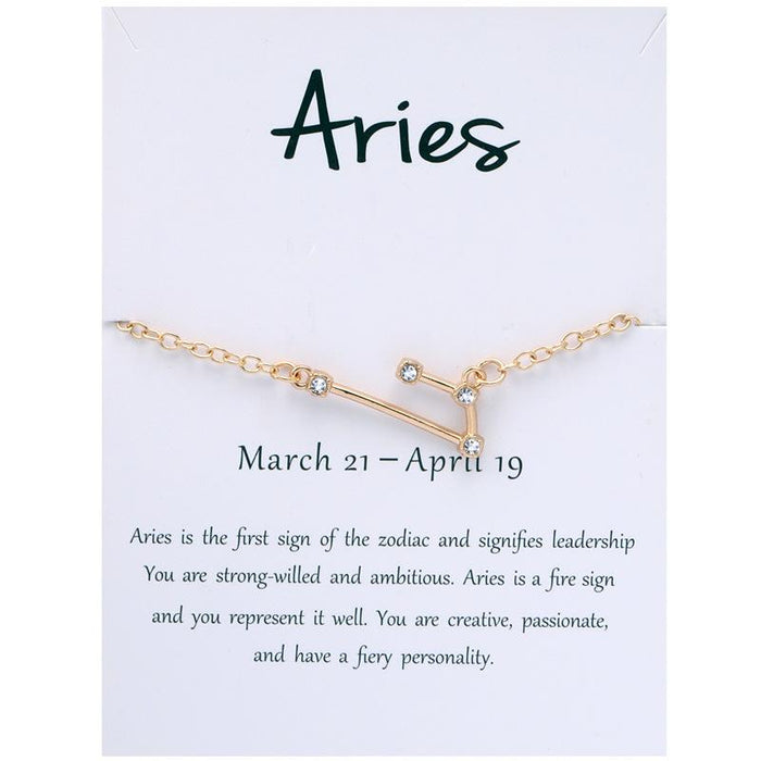 Twelve Constellations Bracelet Rhinestone Card Bracelet