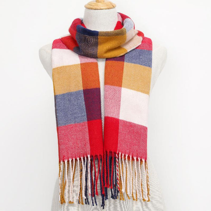 Winter Tassel Lattice Warm Scarves