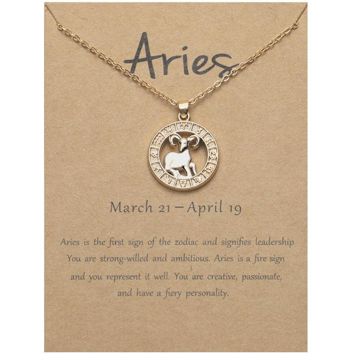 Zodiac 3D Image Pendant Card Clavicle Chain
