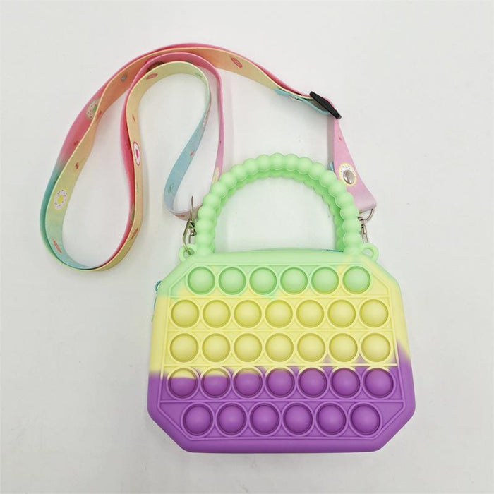 Kids Pop It Bag Rainbow Push Bubbles Fidget Toys