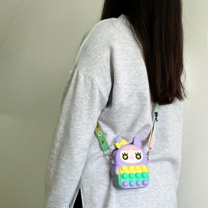 Small bag student with rope silicone toy