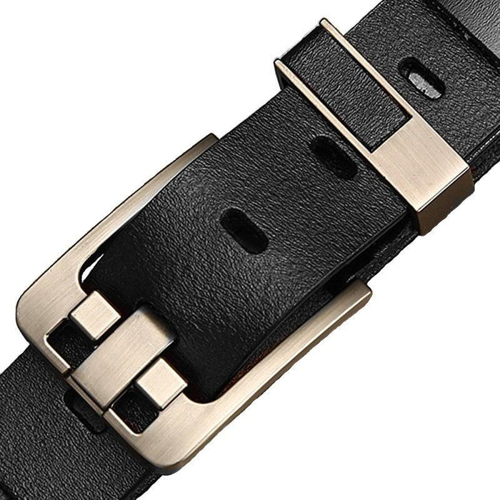 New Men's Leisure Business Retro Pinhole Buckle Leather Leather Belt