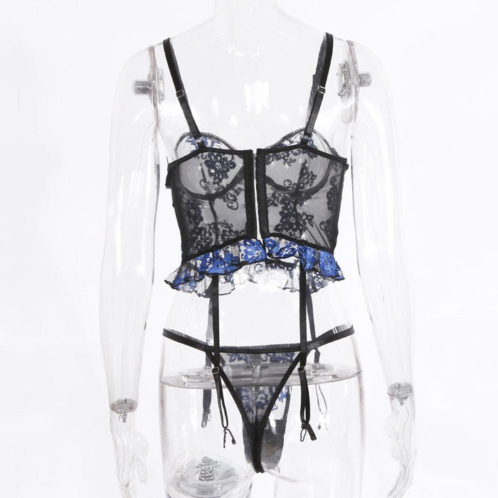 Sexy Lingerie Women Mesh Embroidery Underwear Set