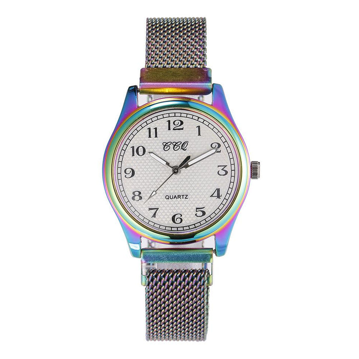 Novel Gradient Digital Elastic Steel Band Quartz Watch