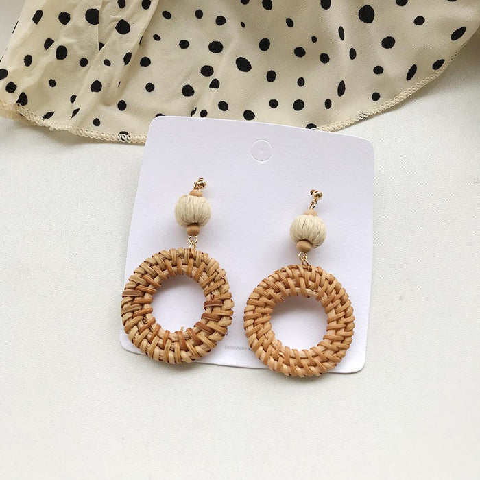 Bohemian Long Handmade Rattan Tassel Earrings
