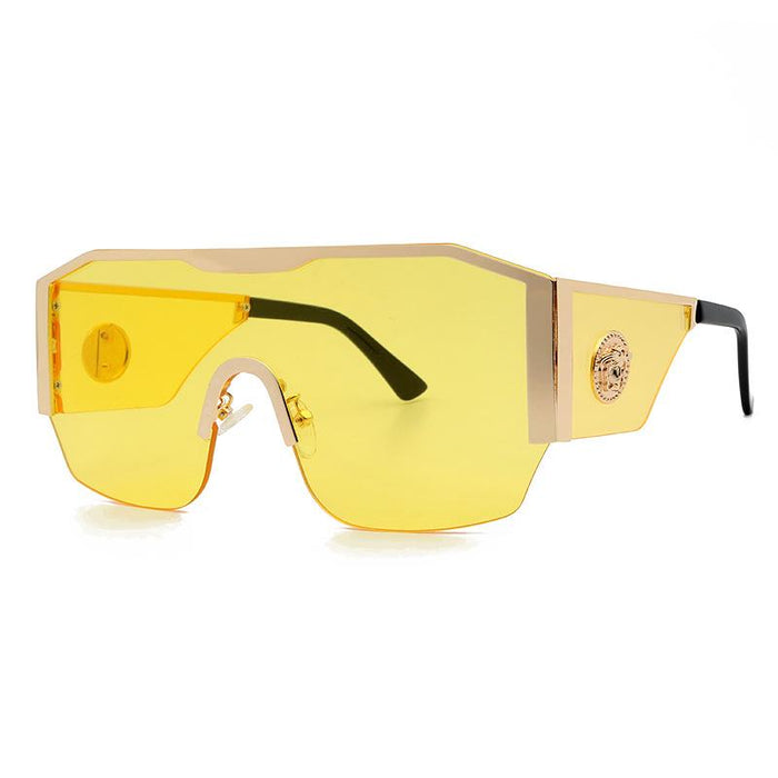 Large frame one piece metal men's and women's Sunglasses