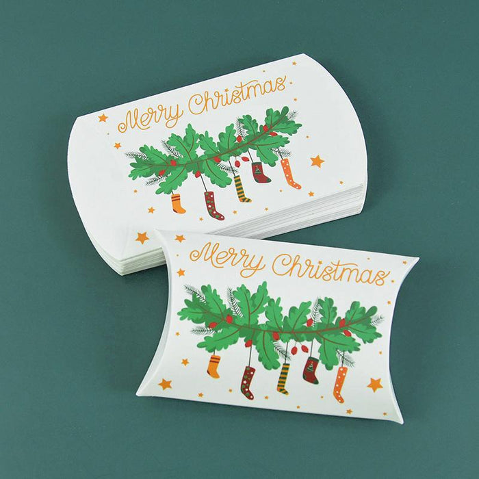 50Pcs Christmas Pillow Shape Candy Box