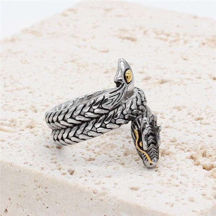 Personality Retro Chinese Dragon Men's Titanium Steel Ring