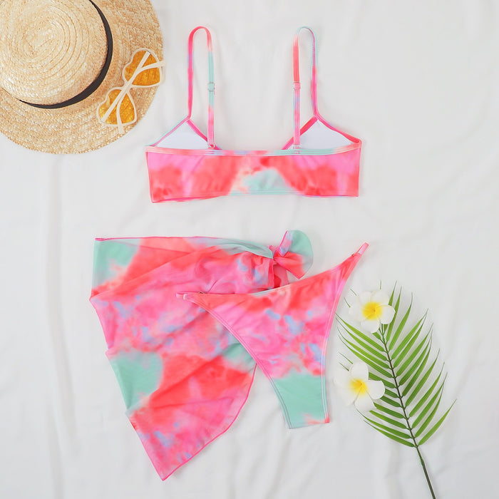 New Tie Dye Print Sexy Split Three Piece Bikini