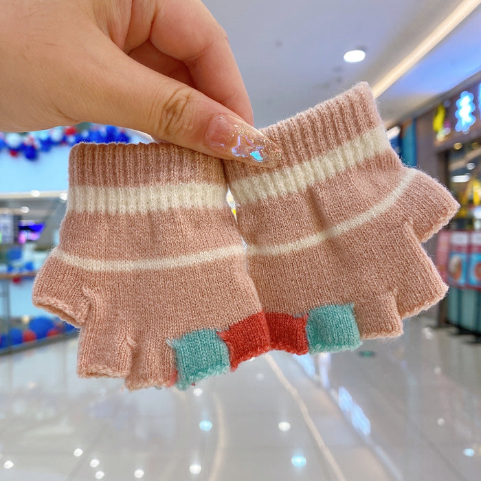 Winter Baby Sweet Cartoon Knitted Yarn Keep Warm Gloves
