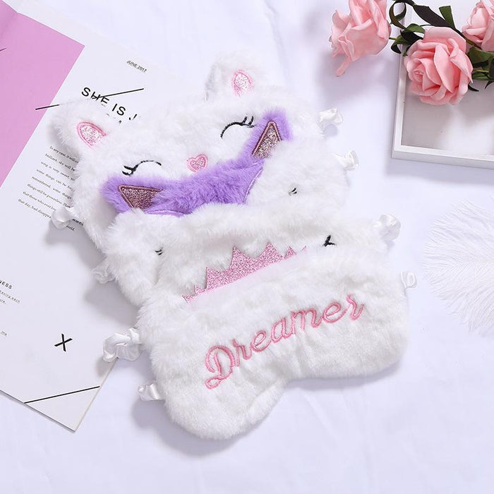 White Cloud Crown Fox Sleeping Shade Eye Mask