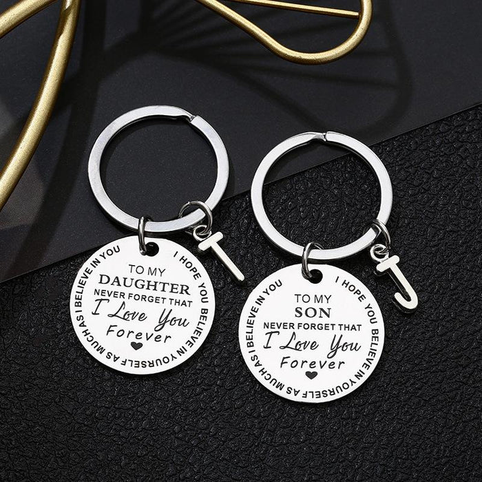 New Titanium Steel Round Personality Keychain For My Son/My Daughter