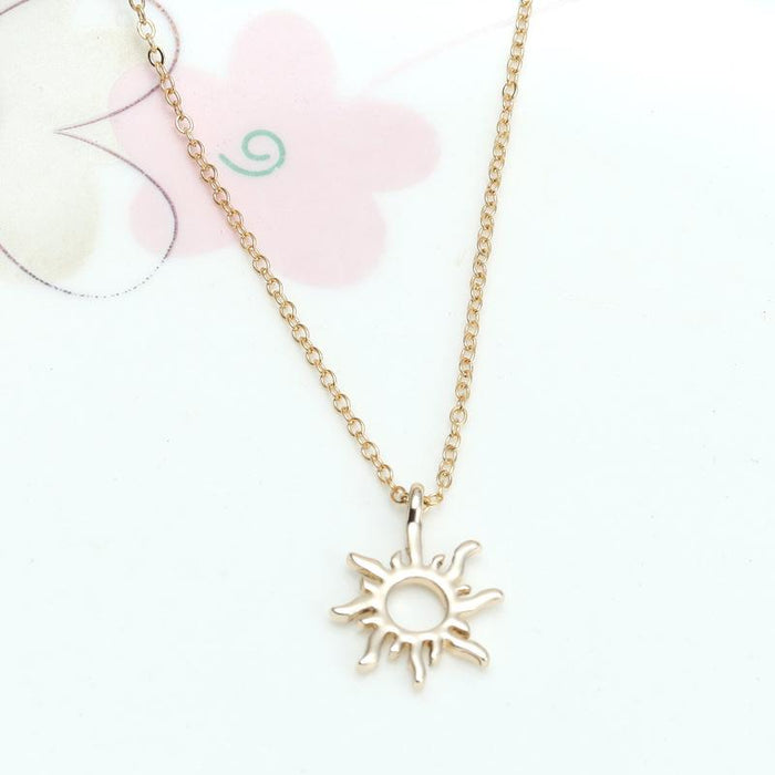 Golden Sun God Necklace Light Pendant Card Clavicle Chain