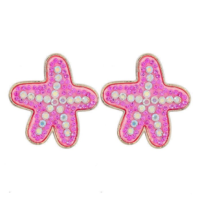 New Summer Beach Leisure Style Starfish Earrings Accessories Inlaid Rhinestone