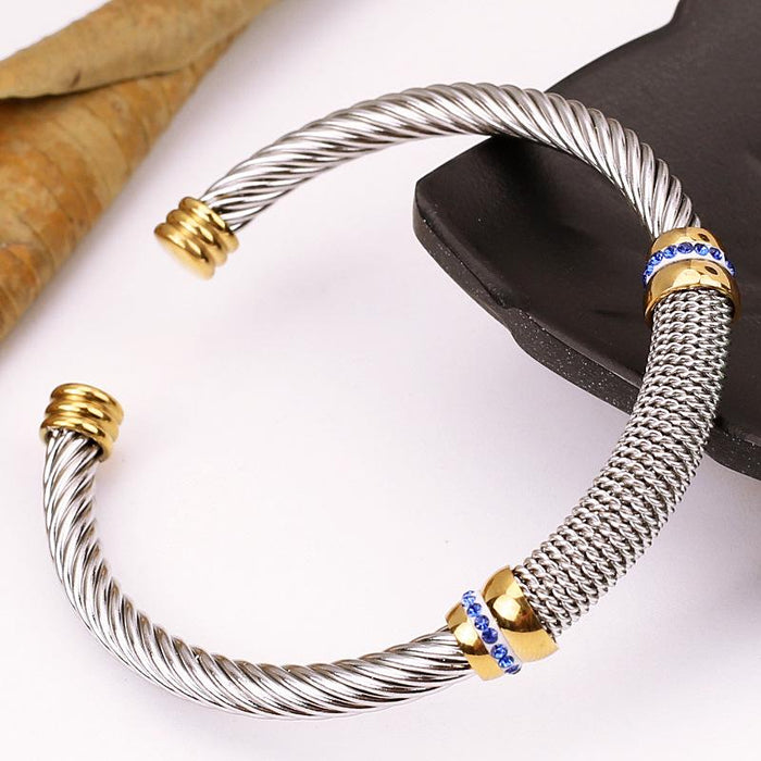 Fashion Woven Titanium Steel Bracelet Elastic C-shaped Bracelet Bangle