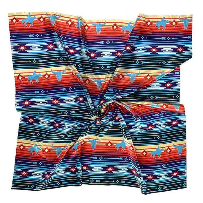 Western Cowboy Style Pattern Printed National Retro 90cm Large Square Towel