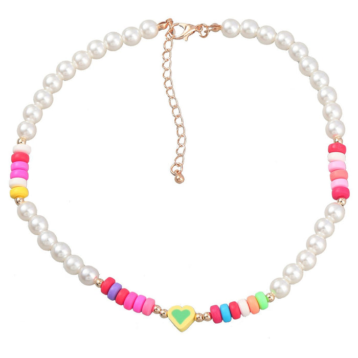 Fashion National Style Bead love shaped Resin Necklace