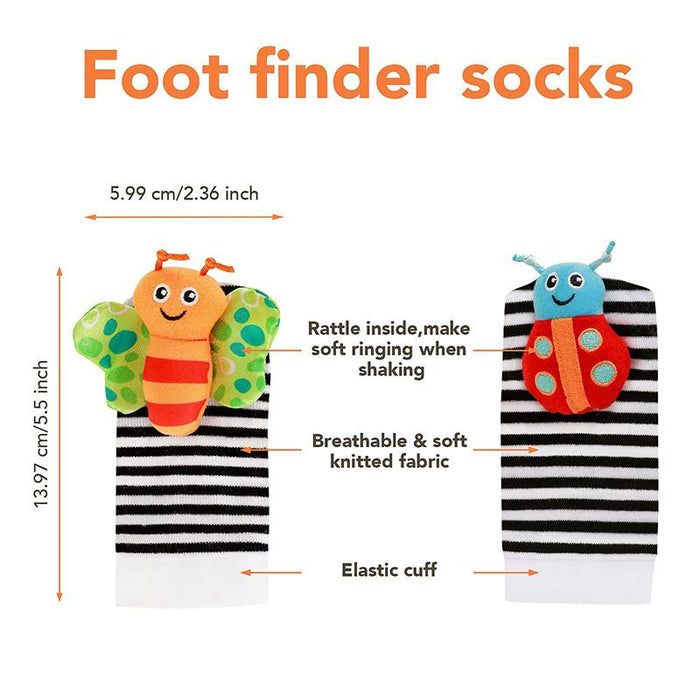 4PCS/SET Baby Stuffed Animals Wrist Rattle Foot Finder Socks 0~12 Months