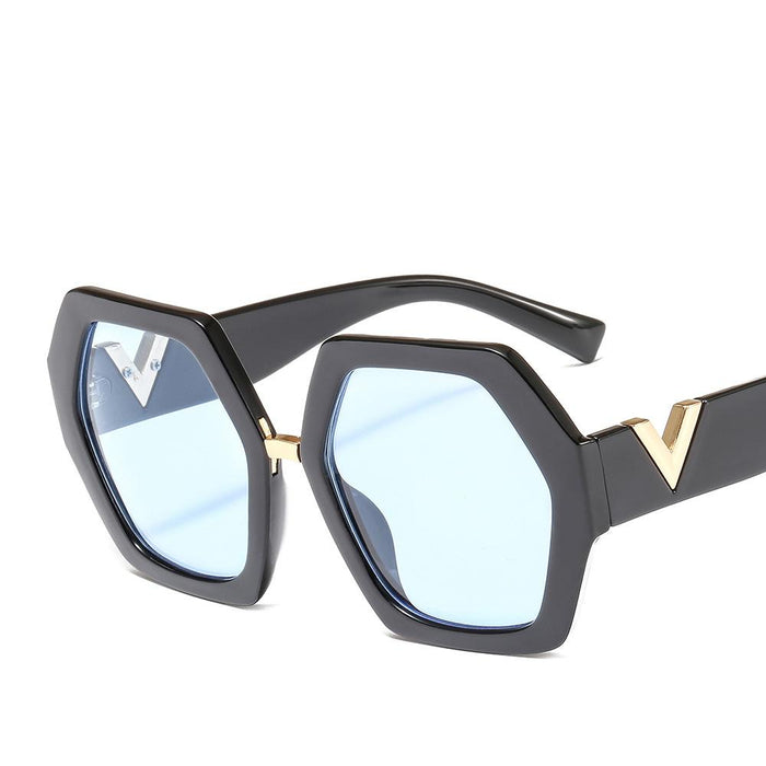 Thick Frame Sunglasses Women's large frame V-shaped Leopard Print