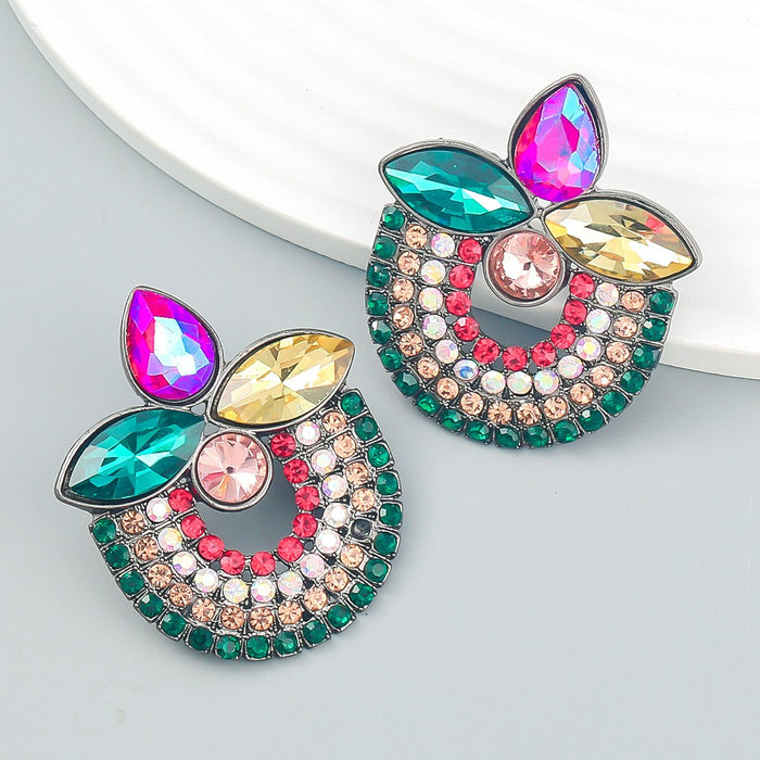 Women's Colorful Rhinestone Retro Multi-layer Earrings