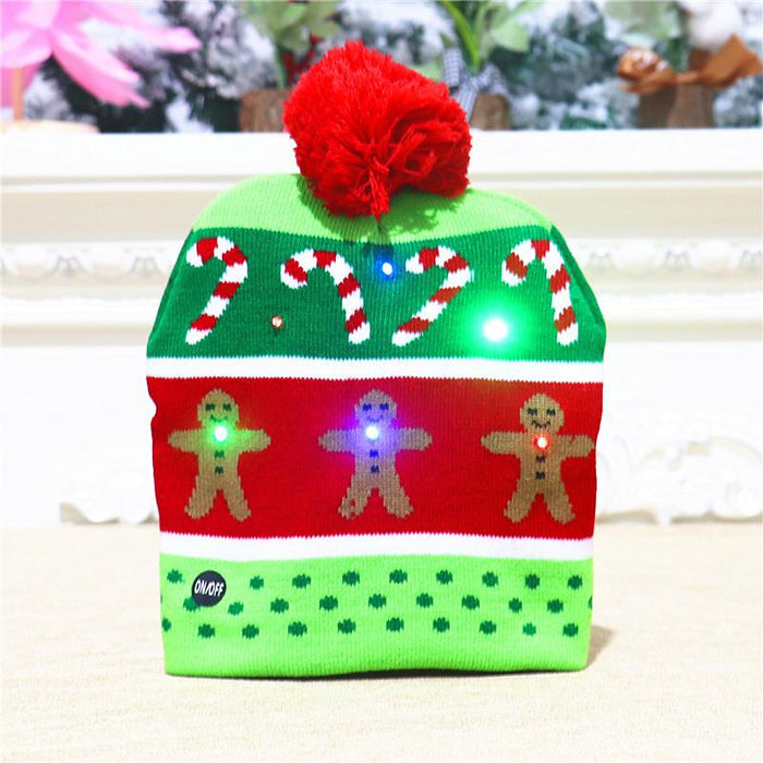 Christmas Decorations Adult Children's Luminous Knitted Hat