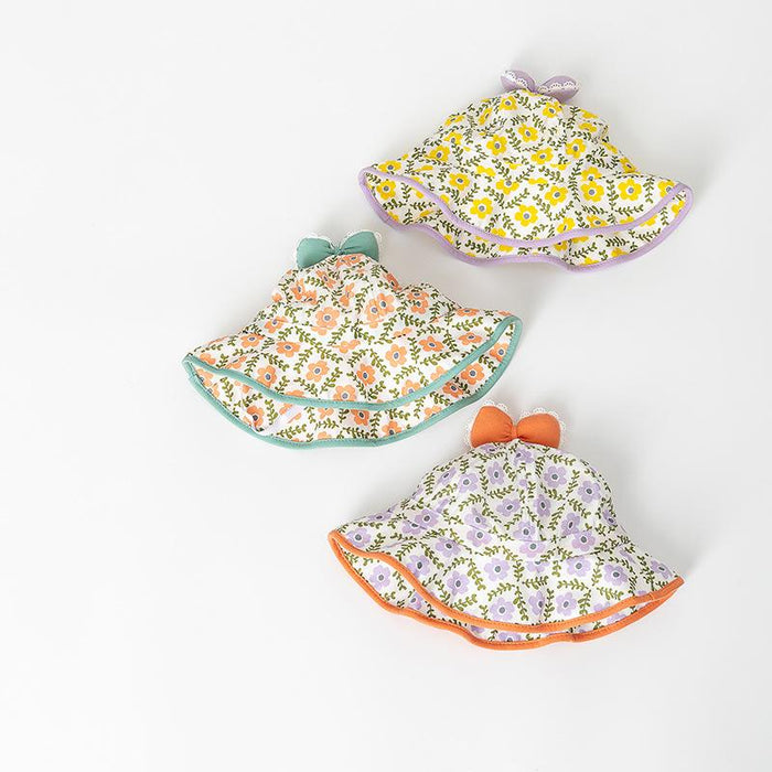 Summer Outdoor Floral Bow Children's Bucket Hat
