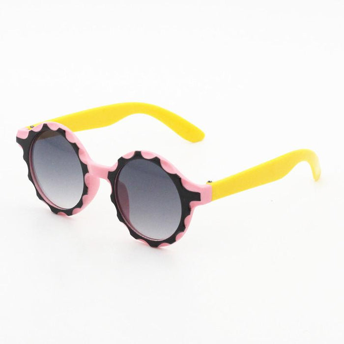 Two color retro round single beam Sunglasses