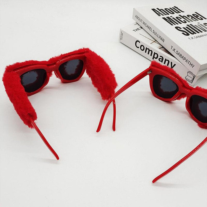 Performance Decorative Red Plush Sunglasses Funny Hats