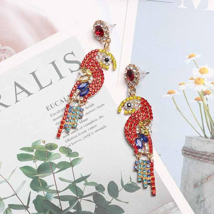 Fashion Personality Animal Bird Female Earrings Accessories Inlaid Rhinestone