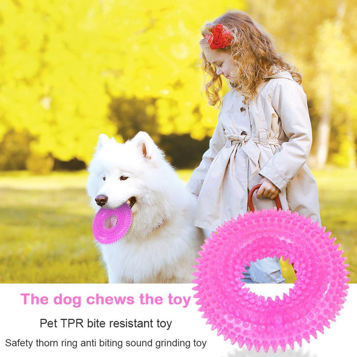 Dog TPR Chew Toy Ring Teeth Cleaning Sound Toy