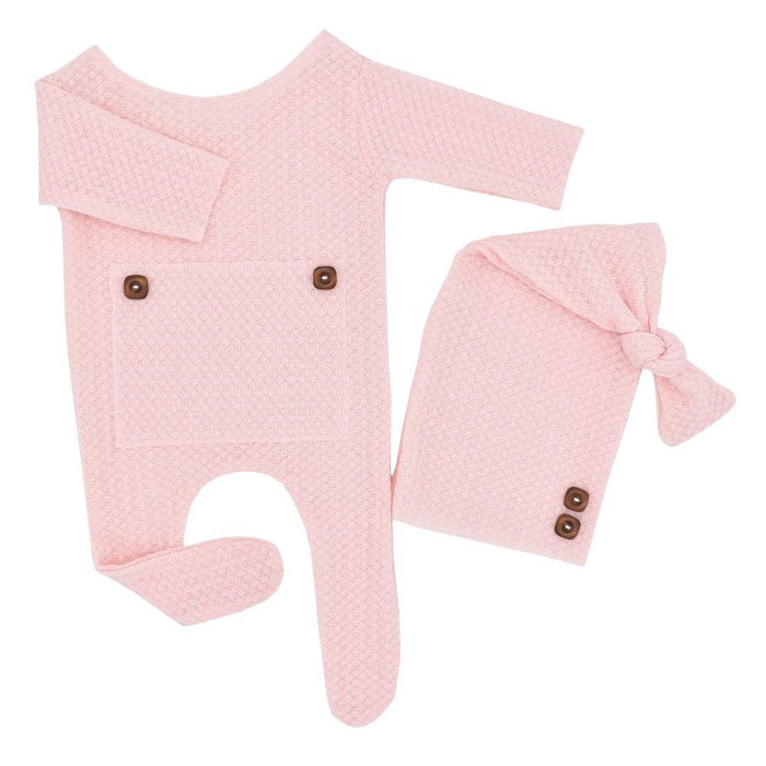 Newborn Photography Knitted One-piece Long Tailed Hat Two-piece Set