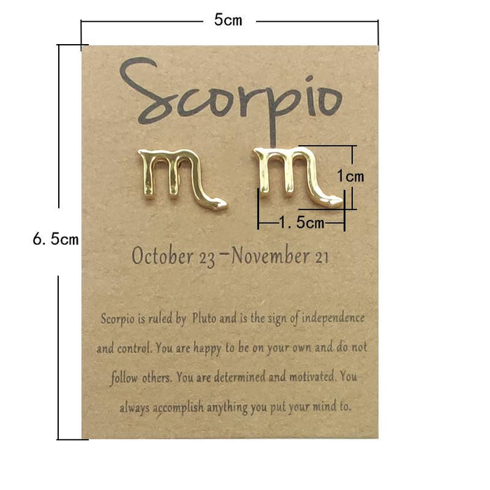 Twelve Constellations Brown Constellation Card Earrings