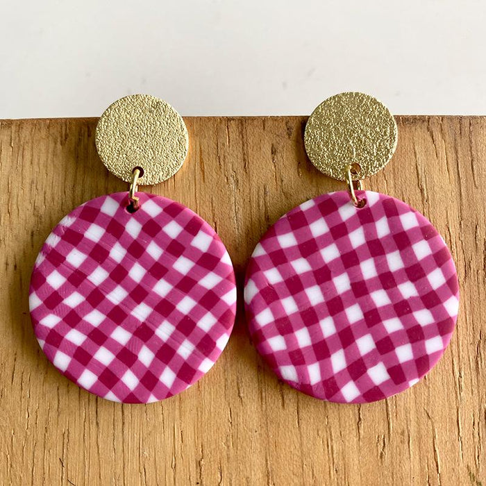Handmade Soft Pottery Color Striped Polymer Clay Earrings