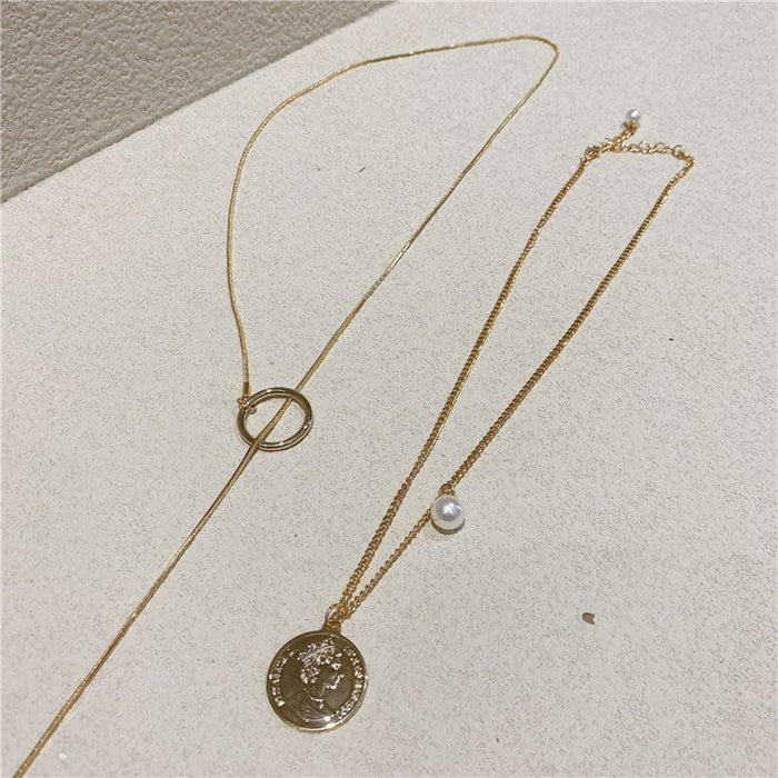 New Gold Color Necklace Double Layer Simple Women's Jewelry