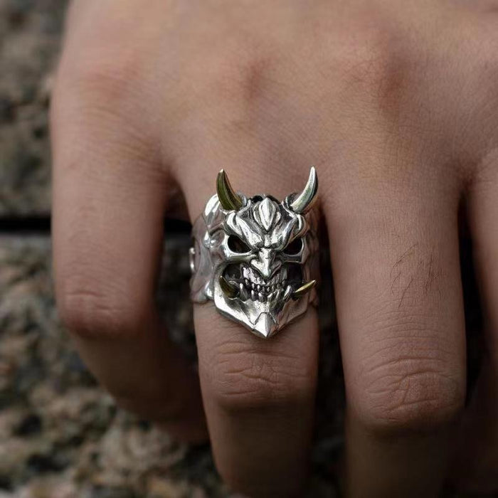 Vintage Gothic Mens Demon Anger Skull Rings