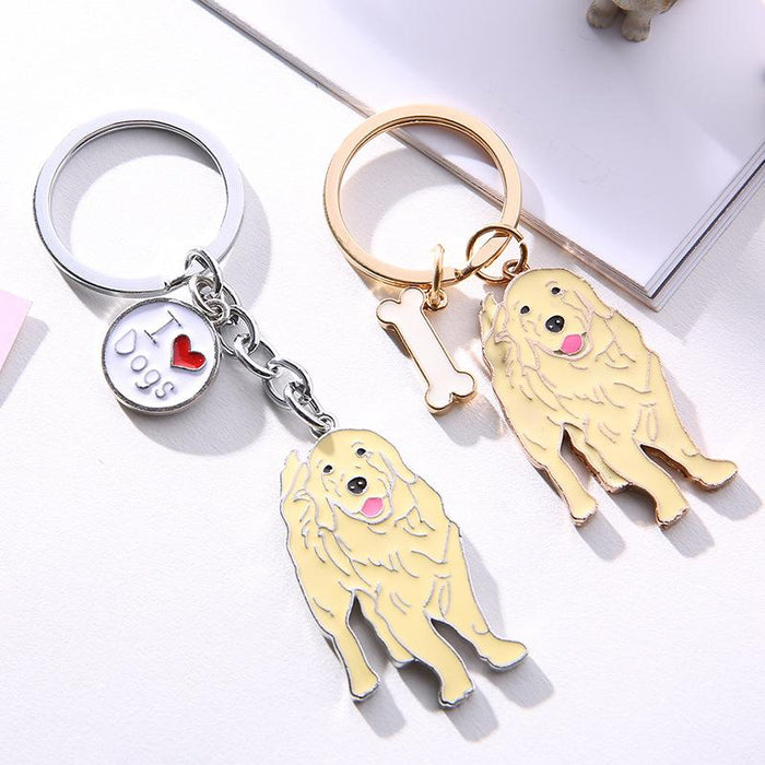 Multicolor Pet Dog Painted Zinc Alloy Keychain