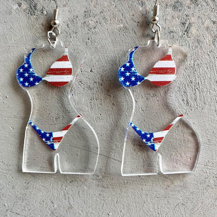 Texas printed female body Earrings