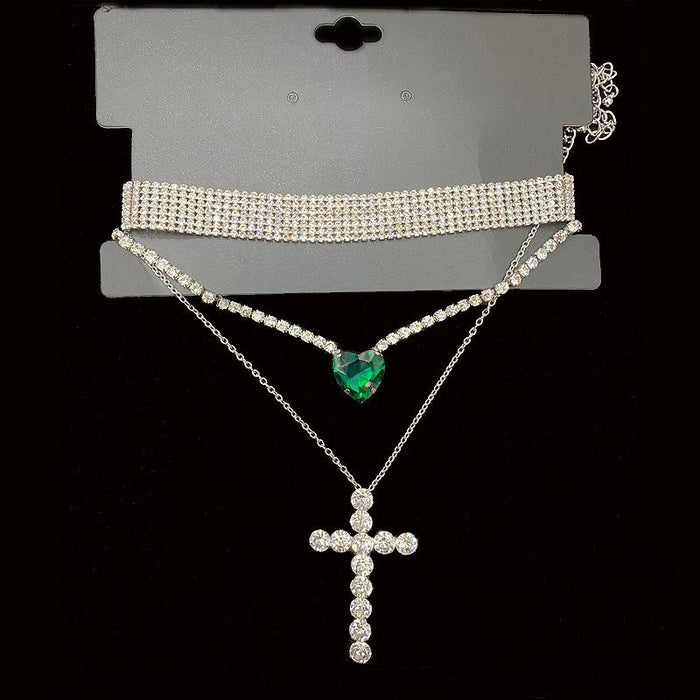 Simple Fashion Water Drop Love Cross Pendant Necklace