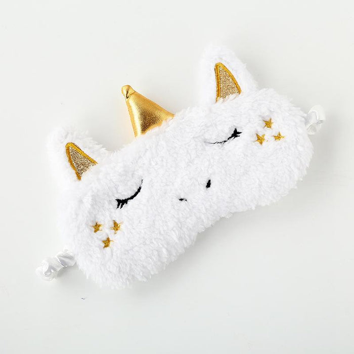 Gold n Silver Nose Unicorn Plush Blackout Sleeping Eye Mask