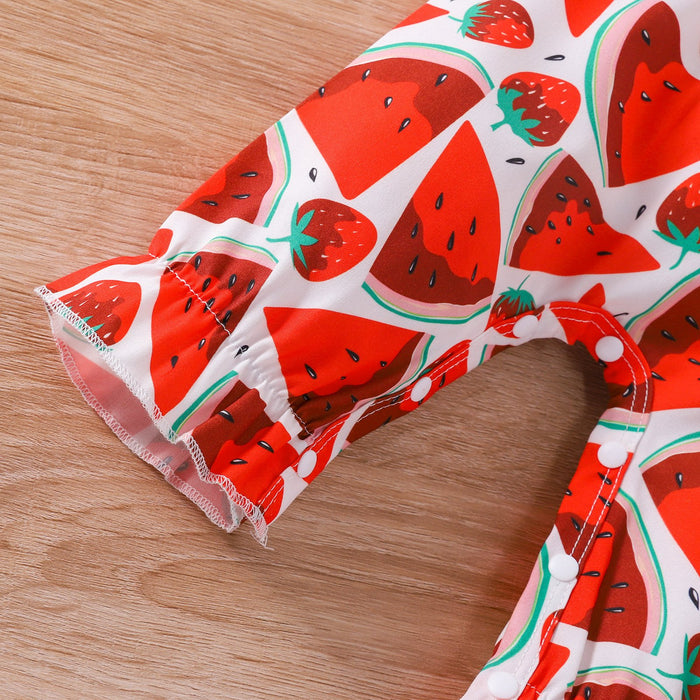 Watermelon navel exposed small sling one-piece clothes for children