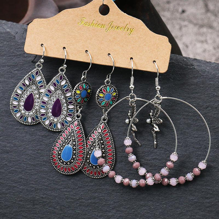 Three-Piece Metal Drop Earrings Set Jewelry