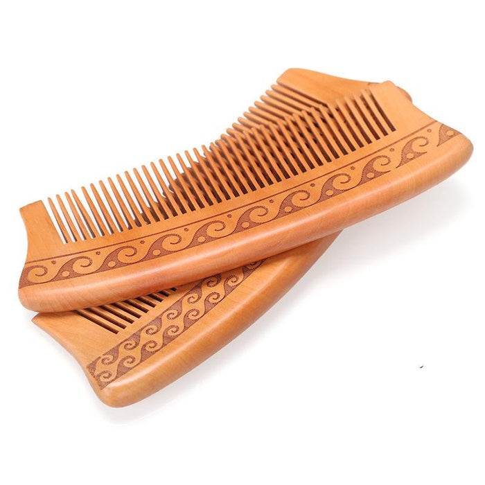 50Pcs Handmade Double-sided Carved Solid Wooden Comb