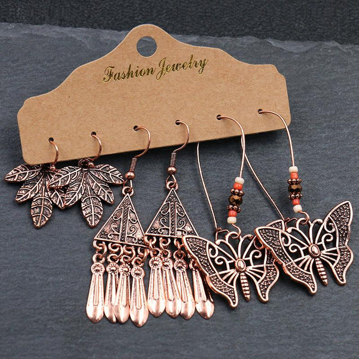 Creative Vintage Champagne Golden 3 pcs earrings set