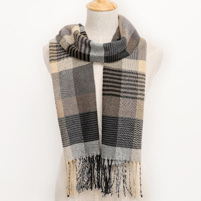 Winter Tassel Lattice Warm Scarves