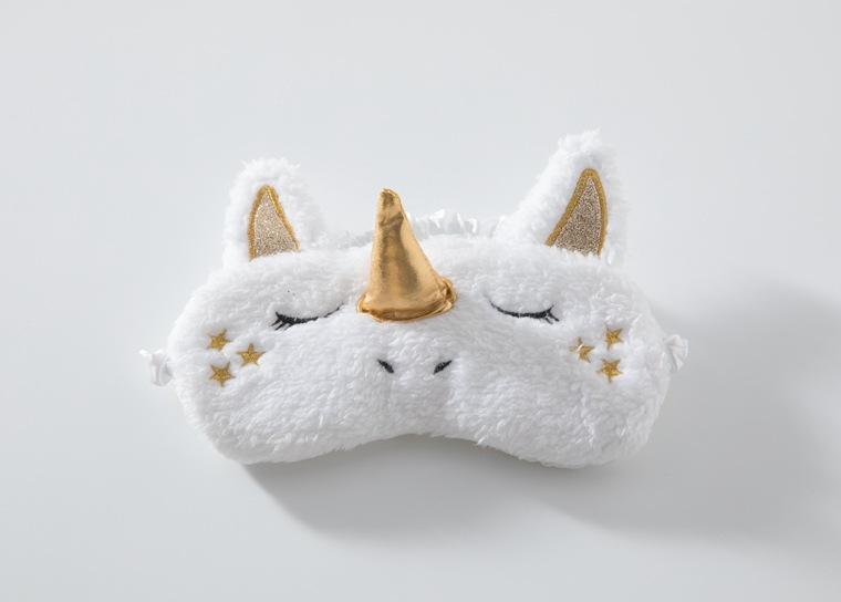 Gold n Silver Nose Unicorn Plush Blackout Sleeping Eye Mask