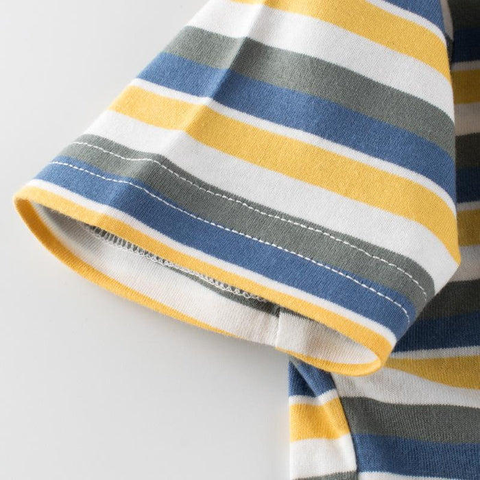 Children's short sleeved T-shirt half sleeved striped top